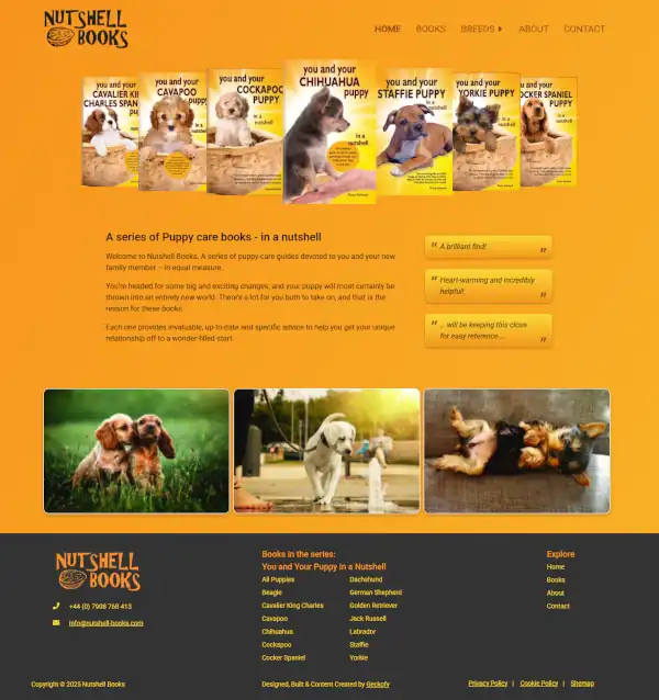 Screenshot of Nutshell Books website - Homepage