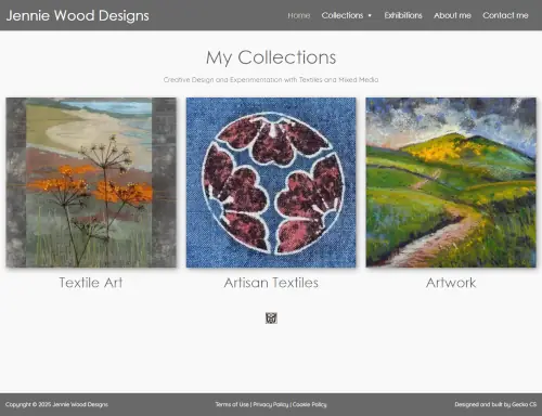 Screenshot from Jennie Wood's website - Homepage