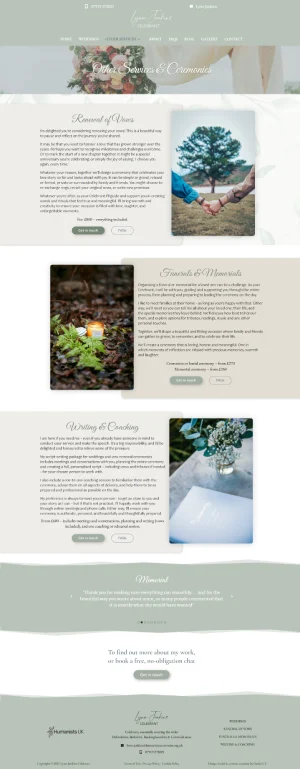 Screen capture of Lynn Jenkin's Weddings page
