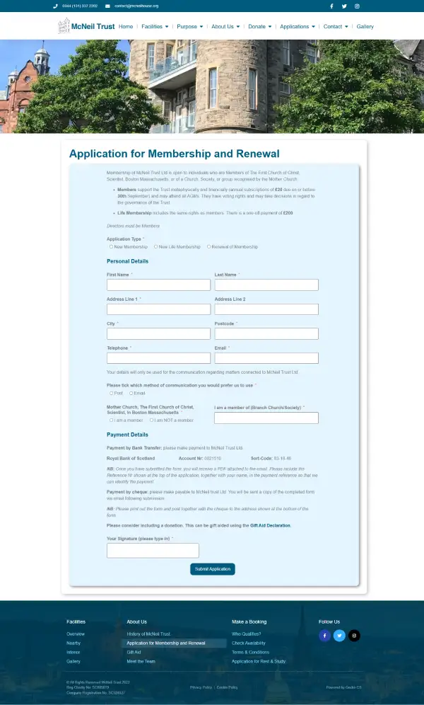 McNeil Trust application form