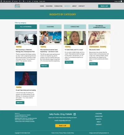 Sally Purdie website screen capture - Insights